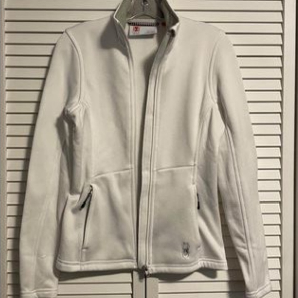 Spyder women’s white, small inside fleece with smooth polyester shell. Full zip